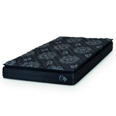 Colchão Solteiro Molas Ensacadas City Pillow Top 88x188x23cm Preto Hellen