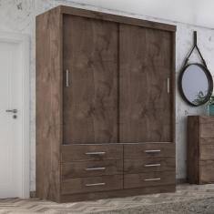 Guarda Roupa Solteiro 2 Portas Correr 6 Gav Capri - Quarta Divisão