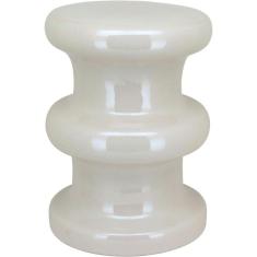 Banqueta Banco Decorativo Jardim Gardem Cerâmica 45x33x33cm Creme