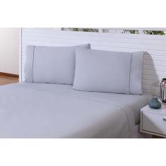 Lençol Casal 3 Peças C/Elástico Percal 100% Algodão 200 Fios Cinza - M