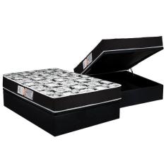 Cama Box Baú Casal: Colchão Espuma D45 Luckspuma Gran Luck Pró Saúde Duplo + Base Black(138X188)