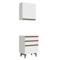 Kit Reims com Armário Aéreo e Balcão Branco Madesa