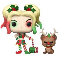 Funko Pop! Heróis DC: DC Holiday - Harley Quinn com ajudante, Multicolorido, 3.75 polegadas