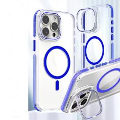 GANGANPRO Compatível com capa magnética para iPhone 15, suporte de anel de câmera embutido, capa protetora transparente clássica à prova de choque para mulheres, homens, meninas, presente, 15 cm -