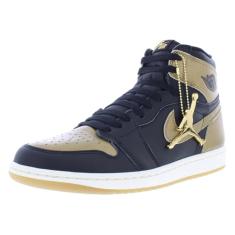 Nike Tênis masculino Air Jordan 1 Retro High OG, Preto/Vela/Ouro Metálico, 42