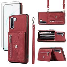 Asuwish Capa de telefone para Samsung Galaxy Note 10 5G capa carteira com alça transversal de pulso cordão suporte para cartão de crédito acessórios de celular de couro Note10 notas 10s Ten Not S10