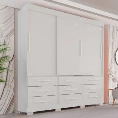 Guarda Roupa com Pés Casal 3 Portas 9 Gavetas Luana