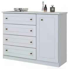Cômoda Americano 01 Porta 04 Gavetas - Móveis Henn Branco hp