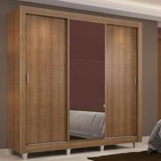 Guarda Roupa Casal Madesa Lyon 3 Portas de Correr com Espelho 2 Gavetas com Pés