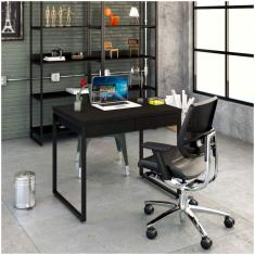 Mesa Para Escritório 90Cm 2 Gavetas Kuadra Compace Preto Onix