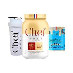 Kit Chef Whey 800g Pasta de Amendoim 600g Coqueteleira Chef Whey, Coco