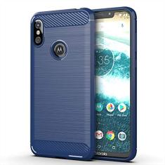 Capa para Motorola Moto One Power 2, capa de material de fibra de carbono, suave antiderrapante, macia, anti-impressões digitais, capa totalmente protetora para Motorola Moto One Power 2