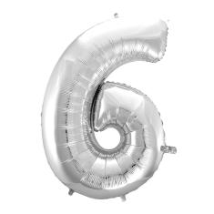 Balão Metalizado Prata Número 6 - 70cm