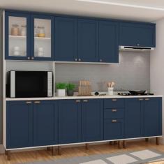Armário de Cozinha Completo Genialflex Iluminata Branco Azul