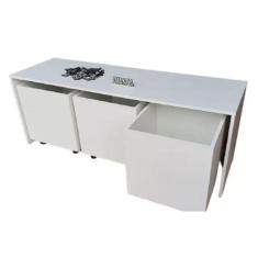 Mesa Infantil com 3 Baús com Rodízios