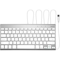 Teclado USB com fio para Mac e PC. Design elegante com 78 teclas, 13 atalhos e indicadores LED