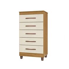 Cômoda 5 gavetas Esmeralda carvalho grife/off White Móveis Albatroz