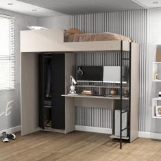 Cama Suspensa Multifuncional com Mesa Gamer 2 Portas Konza - Politorno
