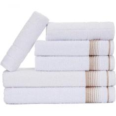 Jogo De Toalhas Luxury Soft Beka 360 G m² 2 Banho + 2 Rosto + 2 Piso Luxo Branco