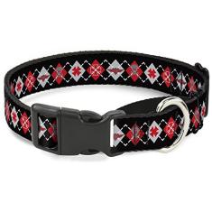 Buckle-Down Coleira para cães martingale - BD Argyle preto/vermelho/cinza - 1.