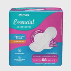 Absorvente panvel essencial cobertura suave com abas 8 unidades