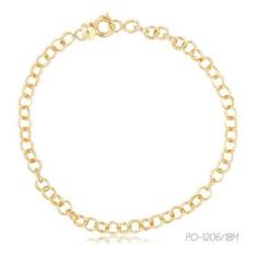 Pulseira De Elo Português Médio Folheado A Ouro