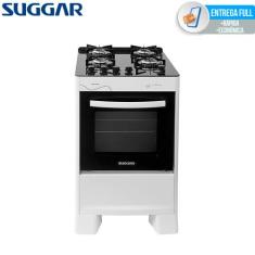 Fogão De Piso 4 Bocas Mesa Vidro Neo Glass Suggar Bivolt, Branco, Bivo