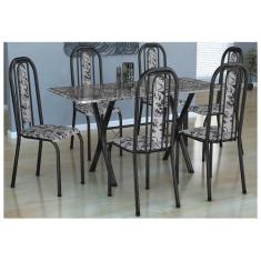 Conjunto Sala De Jantar Mesa Fabone Com 6 Cadeiras Athenas