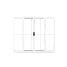 Janela de Correr Abertura Central Exclusiva 4 Folhas Grade Vidro Liso 100x120cm CRV Portas e Janelas Branco