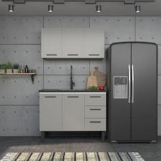 Balcão para Pia 120cm em Aço 2 Portas 4 Gavetas Juno Cozimax Cinza