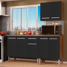 Cozinha Compacta Madesa Emilly Free com Armário e Balcão - Rustic/Pret