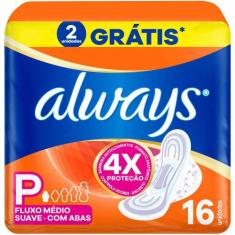 Absorvente Always com Abas Suave Tamanho P com 16 Unidades