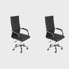 Kit 2 Cadeiras para Escritorio Presidente Esteirinha Florenca 3322 Preto