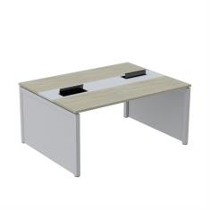 Mesa De Plataforma Dupla Para 2 Pessoas Corporativa 150x140-2p Nogueira Casablanca-cinza