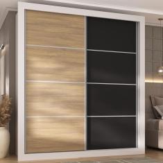 Guarda Roupa Casal Alasca MP4265 2 Portas de Correr 4 Gavetas MDP Madeirado-preto