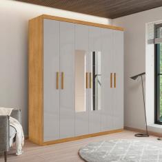 Guarda Roupa Com Espelho E 6 Portas Sousa Naturalle Off White