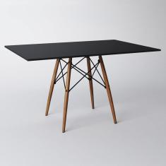 Mesa Eiffel Wood Tampo Retangular De Madeira 120 X 75 Cm Preto Asturias - Cor: Preto