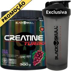 Creatina Monohidratada TURBO 300g Black Skull + Coqueteleira Fumê 600m