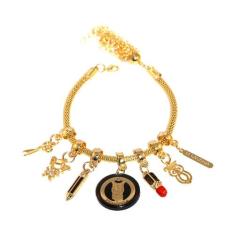 Pulseira Berloques Pedagogia Coruja Lápis Folheado Ouro 18k - Milena F
