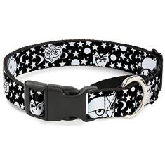 Buckle-Down Coleira para cães Martingale - coruja flip preto/malva/sálvia - 2,5 cm de largura - serve para pescoço de 38-66 cm - Grande