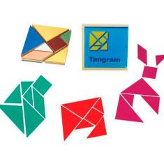 Brinquedos Educativos Tangram em Madeira 70 Peças