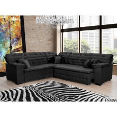 Sofá Magno 2.37x2.37m De Canto, Retrátil E Reclinável - Preto