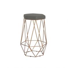 Banqueta Rubel Base Gold Veludo Cinza Gran Belo