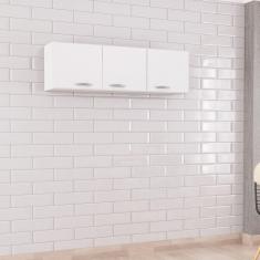 Armário Aéreo de Cozinha Compacta 3 Portas 120cm Poquema Móveis Branco