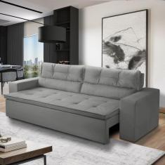 Sofá Retrátil e Reclinável 2 lugares com Molas 1,50m Vegas Suede Cinza Adonai Estofados