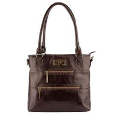 Bolsa de ombro em couro liso Alícia - Café