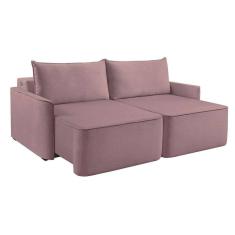 sofá 2 lugares retrátil moon com usb linho rosa 160 cm