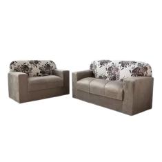 Conjunto de Sofá de 2 e 3 Lugares Bege Estampado