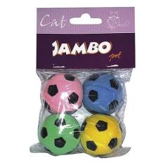 Brinquedo Jambo Pet Para Gatos Bolinha Futebol - 4 Unidades