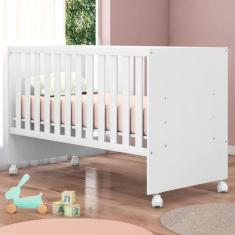Berço Simples Reto Doce Sonho c/Rodízios Qmovi Branco
